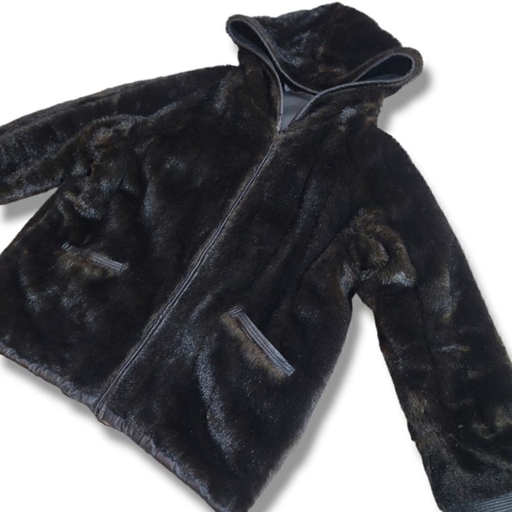 Donna Pelle RARE Vintage FULLY Reversable Leather & Faux Fur Coat - Picture 5 of 6